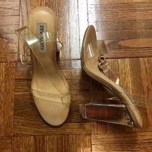 Steve Madden clear block heeled sandal
